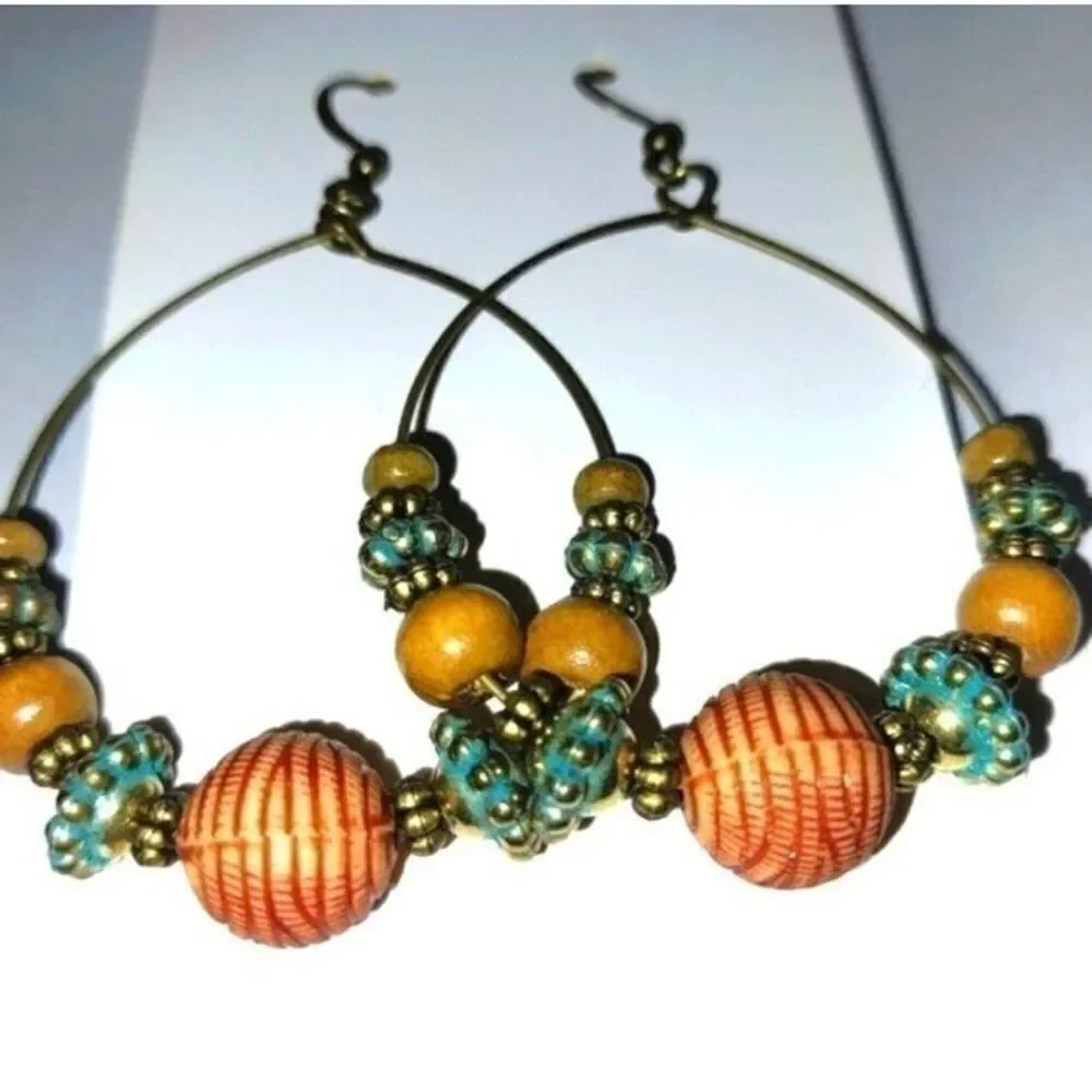 Vintage hoop dangle Boho earrings